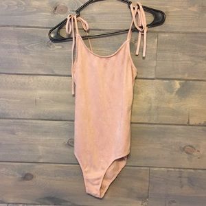 Suede tie should bodysuit